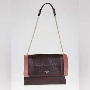 LANVIN | Burgundy Patchwork Calf Leather Medium Sugar Shoulder Bag